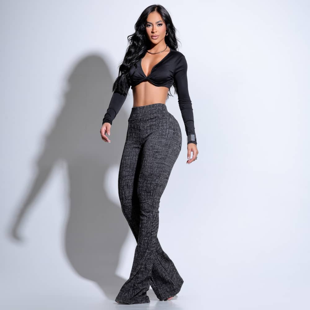Calça Modeladora Flare Cós Alto Mescla - BE602