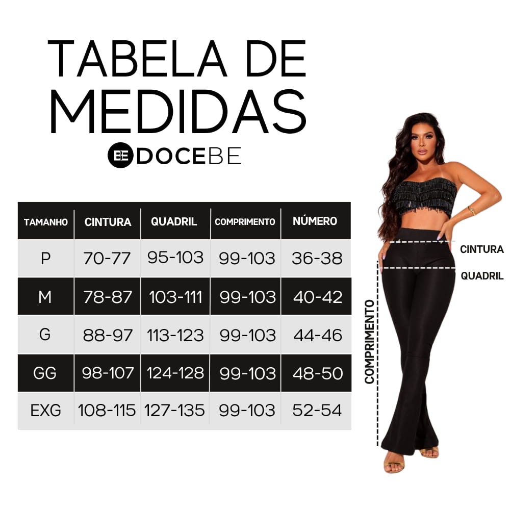 Calça Modeladora Flare Cintura Alta Preta Empina Bumbum - BL10