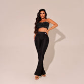 Calça Modeladora Flare Cintura Alta Preta Empina Bumbum - BL10