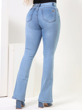 Calça Jeans Modeladora Revolucionária Flare Clara Cós Super Alto