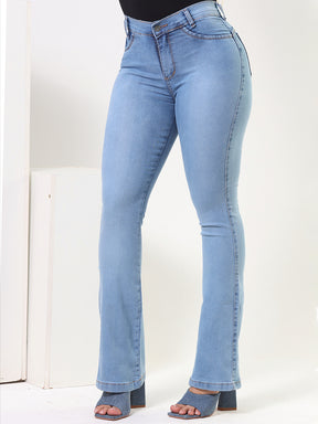Calça Jeans Modeladora Revolucionária Flare Clara Cós Super Alto