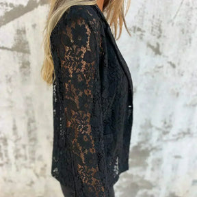 Blazer Floral de Renda e Malha